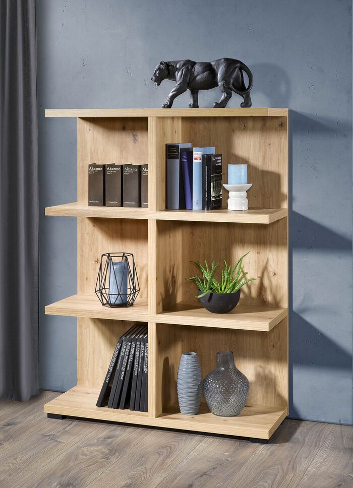 Plank met 6 open vakken ARTISANAAL EIKENHOUT