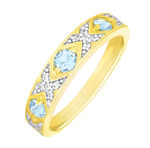 Elegante damesring met blauwe topaas en zirkonia 