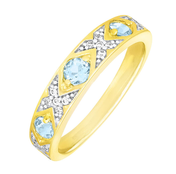 Elegante damesring met blauwe topaas en zirkonia 