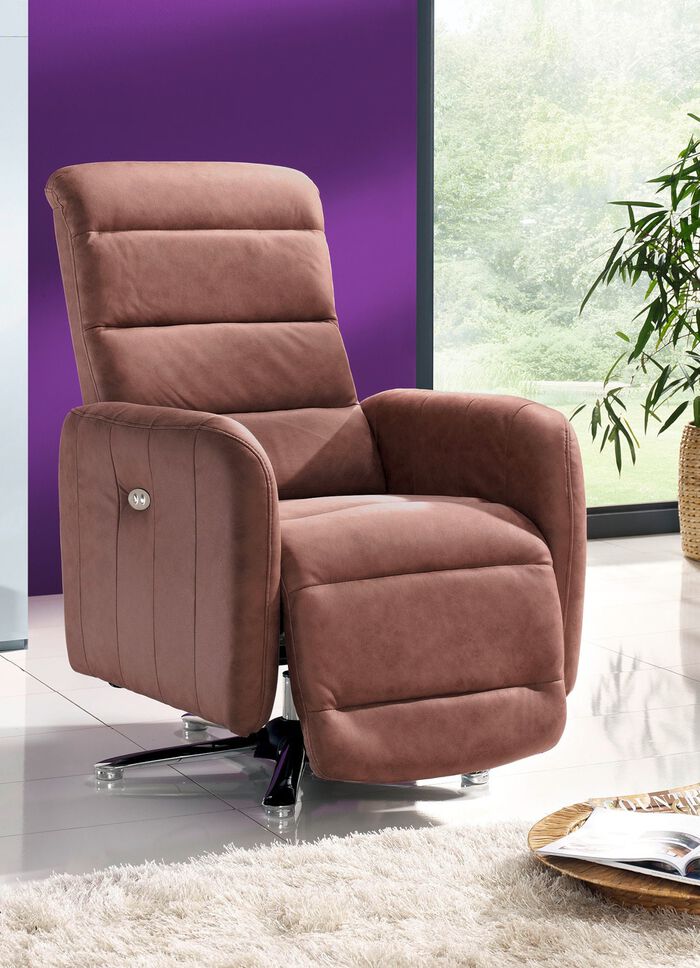 Relaxfauteuil met metalen frame in chroom-look BRUIN