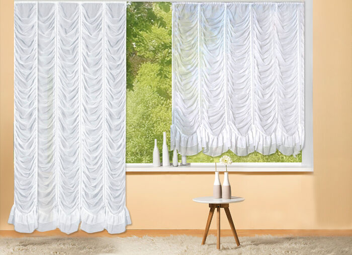 Wolken-gordijn met dubbele gegolfde volant-boord 