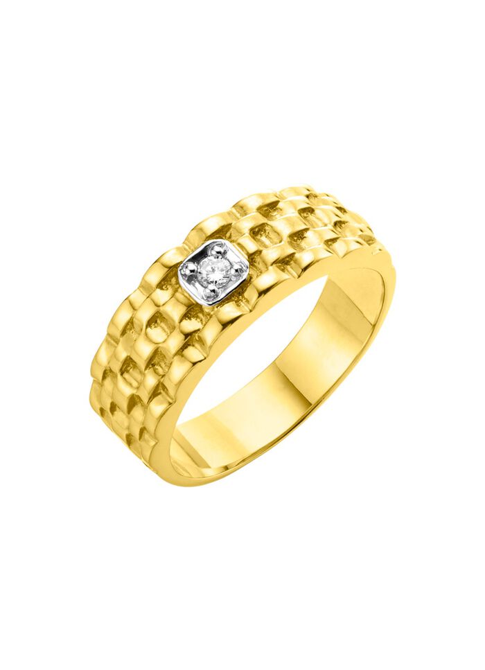 Solide herenring in bicolor met diamant 