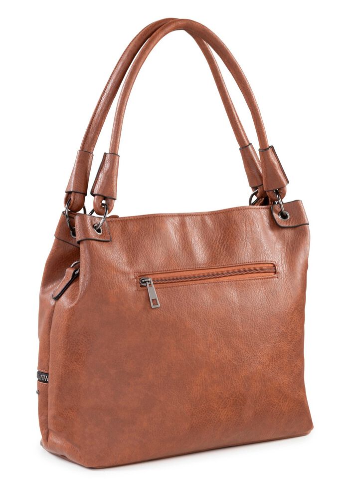 Tas met trendy decoratieve klinknagels COGNAC
