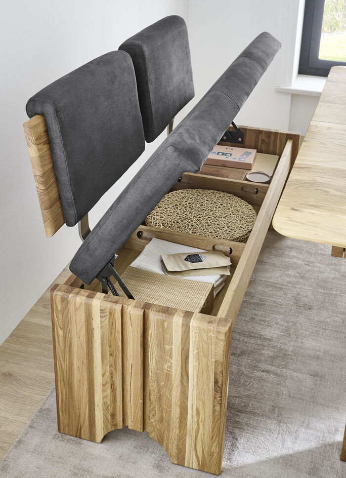 Bankstel met frame van massief, geolied eikenhout EICHE-DUNKELGRAU