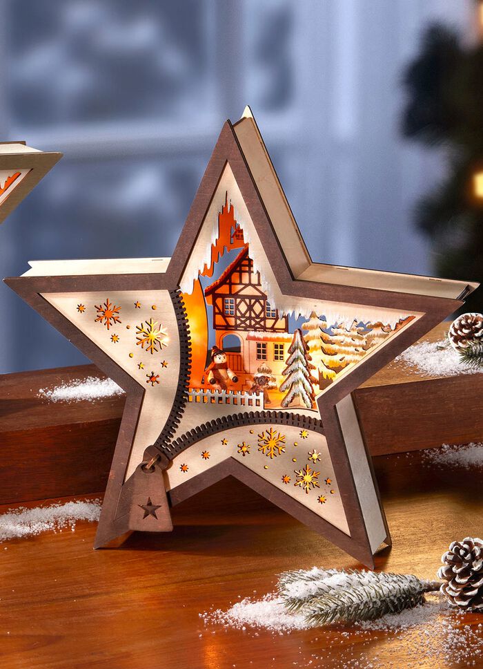 Verlichte houten decoratie NATUURLIJK BRUIN