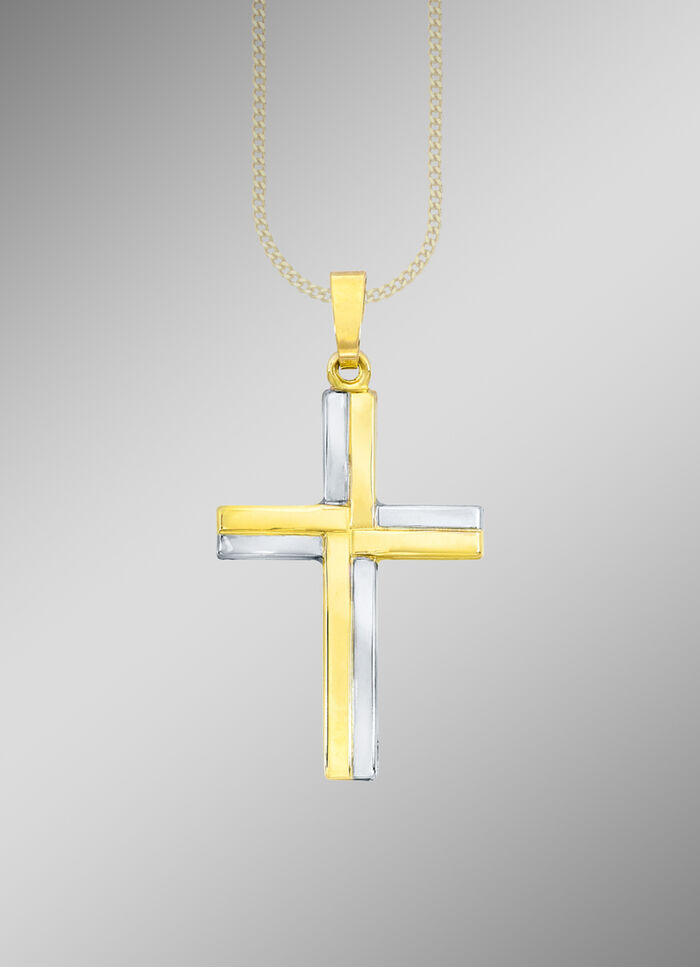 Kruis-kettinghanger in twee kleuren 