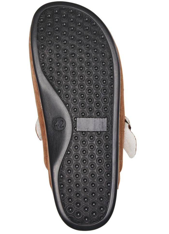 Slippers gemaakt van zacht su&egrave;de COGNAC