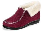Warme damespantoffels, breedte H, met wol BORDEAUX