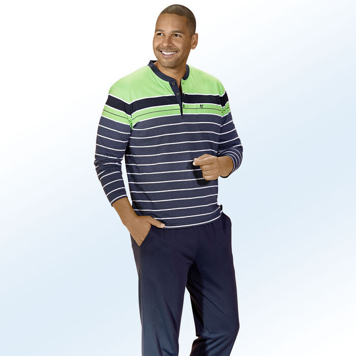 &sbquo;Klima Komfort'-pyjama met knoopsluiting, in het garen geverfd strependessin van Hajo 