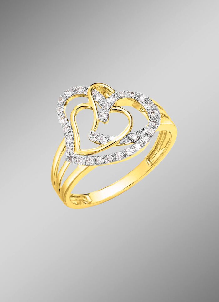 Hartvormige damesring met 68 diamanten 