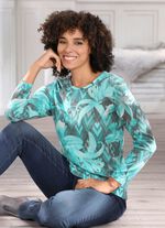 Trui in zachte vloeiende kwaliteit Turkoois-MEERKLEURIG