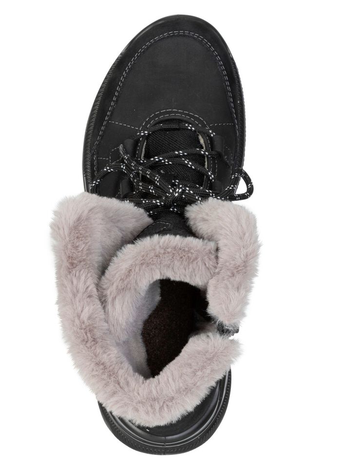 Gevoerde dameslaarzen, winterschoenen, breedte H, met rits ZWART