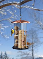 Trio vogelvoederzuil in koperlook 