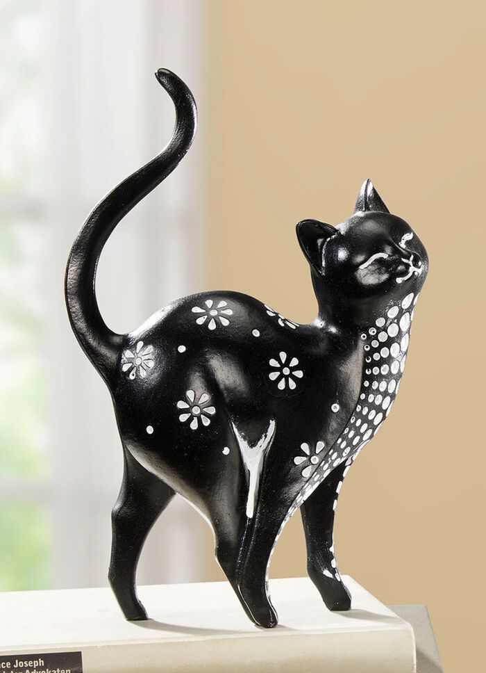 Katten met stippen en bloempatronen ZWART-WIT