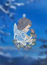 Raamafbeelding met engelenmotief van echt Plauenkant 