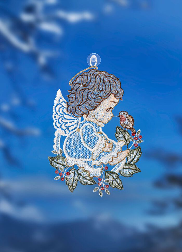 Raamafbeelding met engelenmotief van echt Plauenkant 