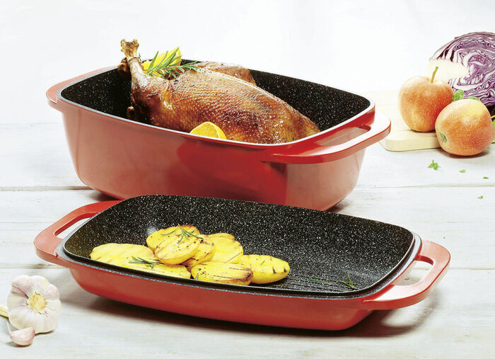 Stoneline® braadpan met absoluut krasbestendige Stoneline antiaanbaklaag ROOD