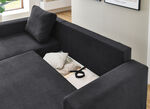 Gestoffeerde hoek met bedfunctie en bedkast ANTHRAZIT