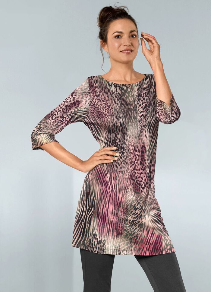 Gebreide tuniek met dierenbontdessin 