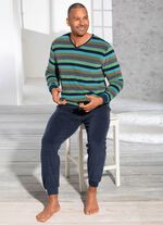 Pyjama met V-hals en garengeverfd gestreept dessin 