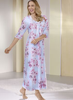 Nachtjapon, enkellang met kanten inzetstuk 