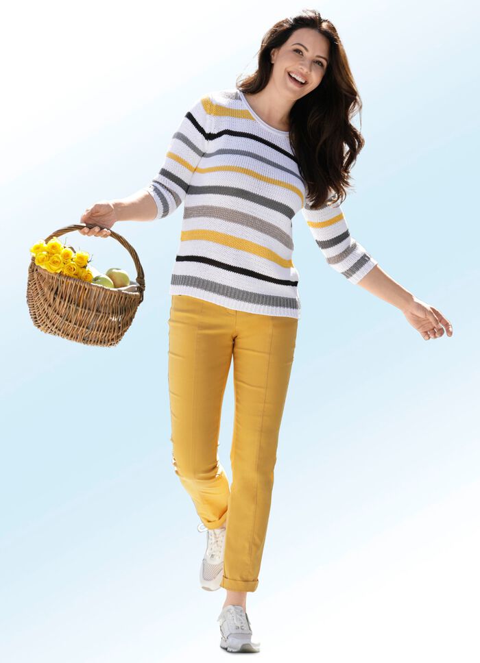 Broek met decoratieve, contrasterende sierband 