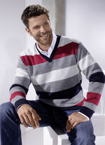 Trui met V-hals DONKERROOD GEM&Ecirc;LEERD DONKERROOD