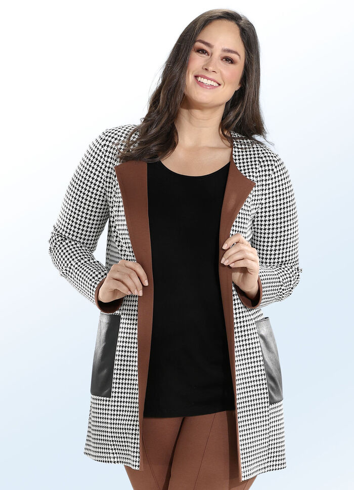Lange jas met pied-de-poule-motief 