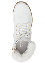 Andrea Conti veterlaarsje met pluizige pluche kraag WIT