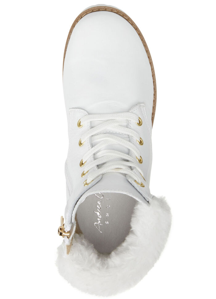 Andrea Conti veterlaarsje met pluizige pluche kraag WIT