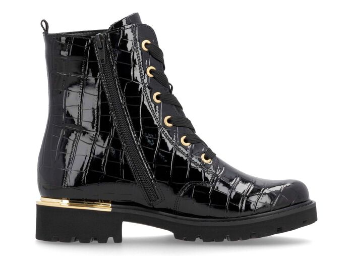 Remonte, stijlvolle dames enkellaarsjes, winterschoenen, breedte G, met uitneembaar voetbed ZWART-GOUD