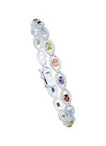 Armband met echte granaat, blauwe topaas, citrien, amethist en peridoot 