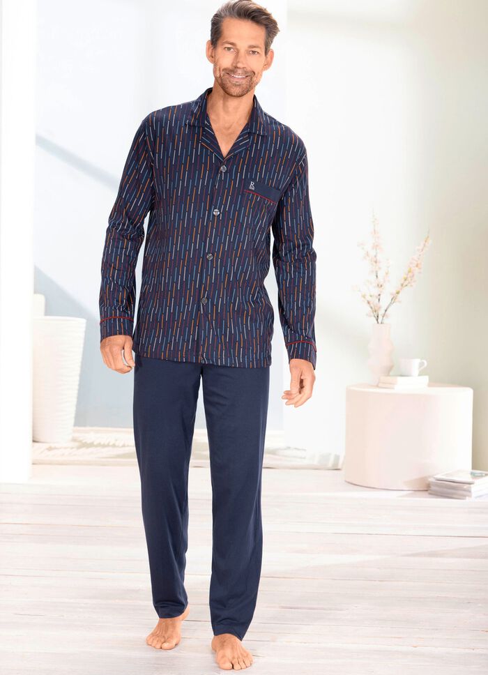 Pyjama van pastunette voor heren met doorknooptop 