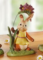 Konijnen met lentebloemen gemaakt van fijn steengoed MULTICOLOR