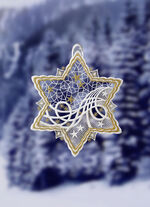 Stervormig raamschilderij van echt Plauen-kant 