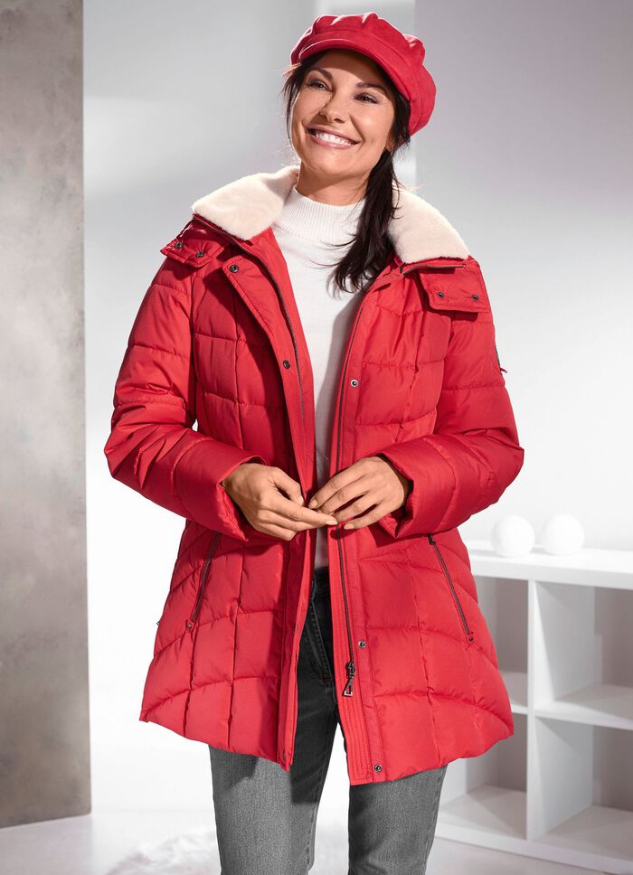 Functioneel jack met afneembare imitatiebontrand op de kraag 