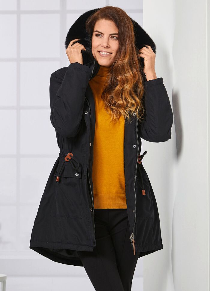 Parka met pluche voering in de capuchon 