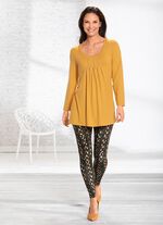 Lang shirt met bordversiering in 2 kleuren HONING