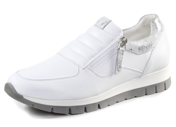 ELENA EDEN sneakers gemaakt van nappaleer en zilvergrijs su&egrave;de met reli&euml;f 