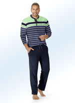 &sbquo;Klima Komfort'-pyjama met knoopsluiting, in het garen geverfd strependessin van Hajo 