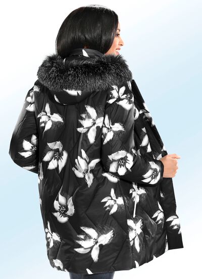 Korte jas met bloemdessin 