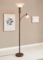 Metalen vloerlamp met glazen kappen 