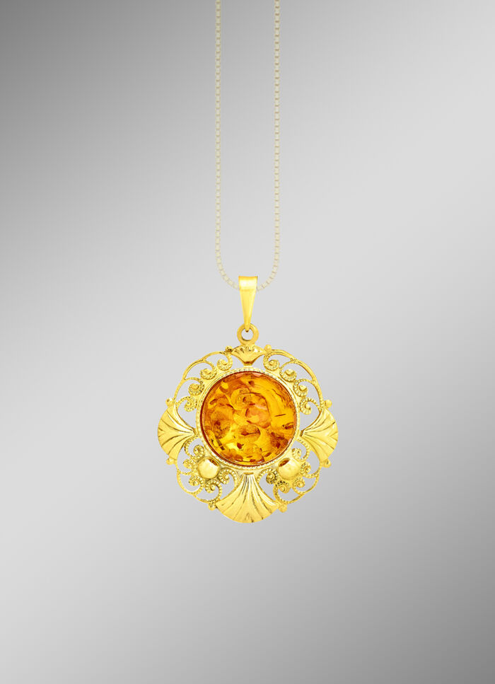 Filigraan hanger met echte barnsteen 