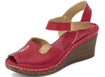Gemini sandaal van gekleurd rundnappaleer ROOD-COGNAC