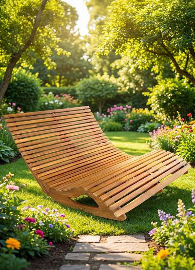 Dubbele schommelbank van duurzaam acaciahout 