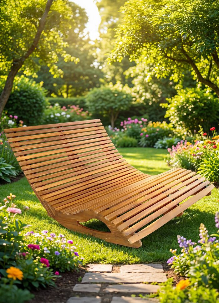 Dubbele schommelbank van duurzaam acaciahout 