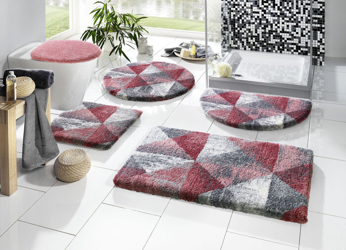 Badmattenset van Grund met geometrisch dessin ROSÉ-GRIJS