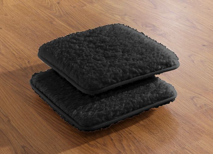 Licardo stoelkussens, set van 2, gemaakt van zuiver scheerwol ANTRACIET