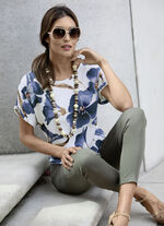 Tuniek in linnenlook WEISS-MARINE-BUNT