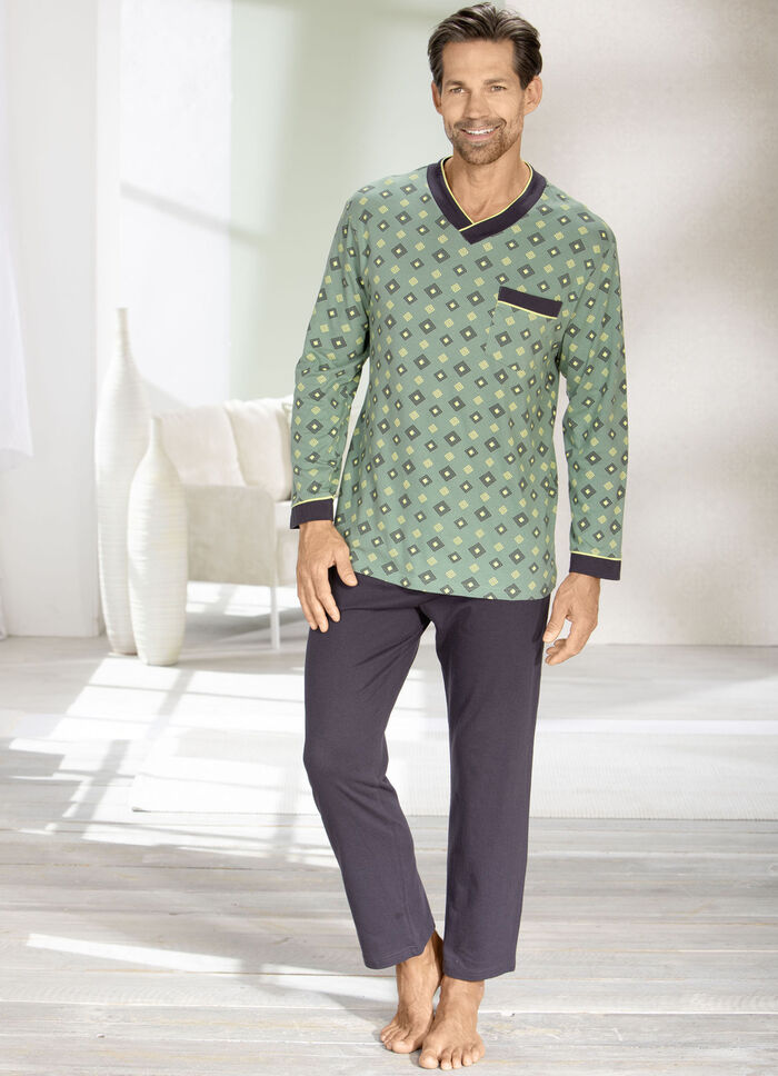 Pyjama met V-hals en open uiteinden 